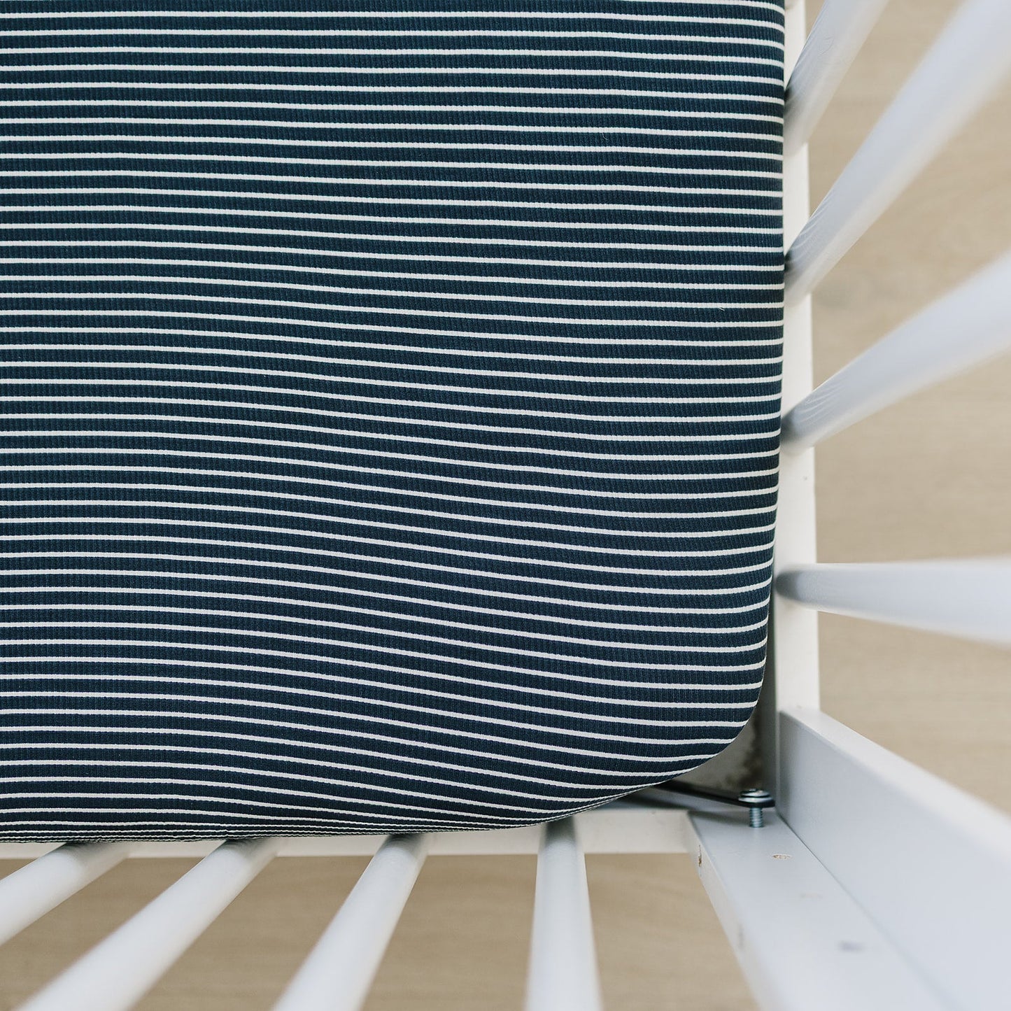 Navy Stripes Bamboo Stretch Crib Sheet