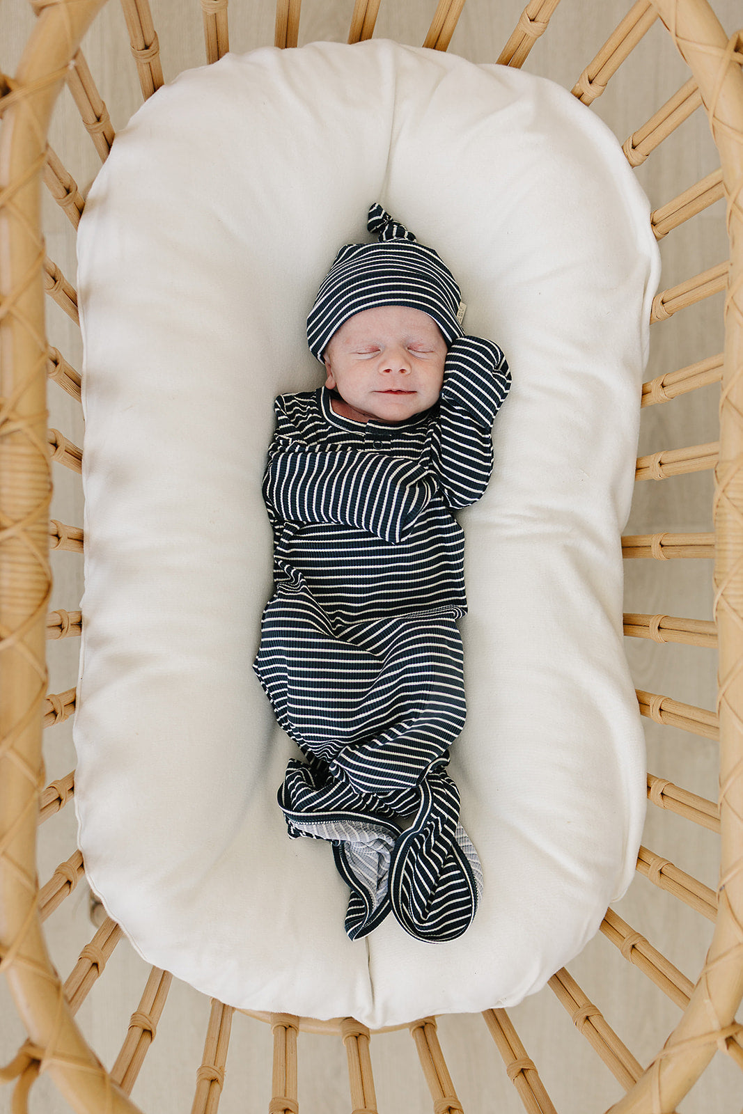 Navy Stripes Bamboo Knot Gown