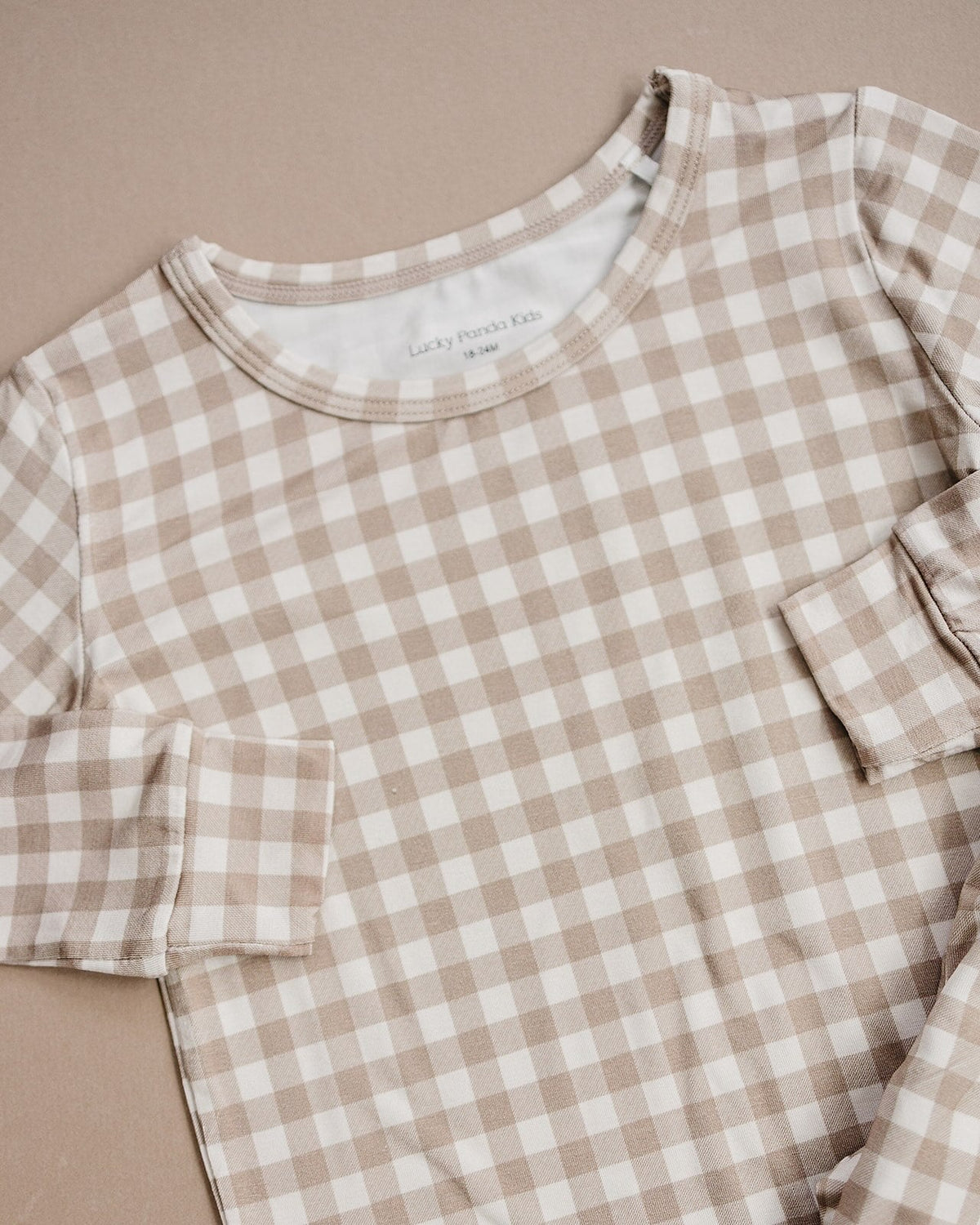 Bamboo Two Piece Set | Beige Gingham