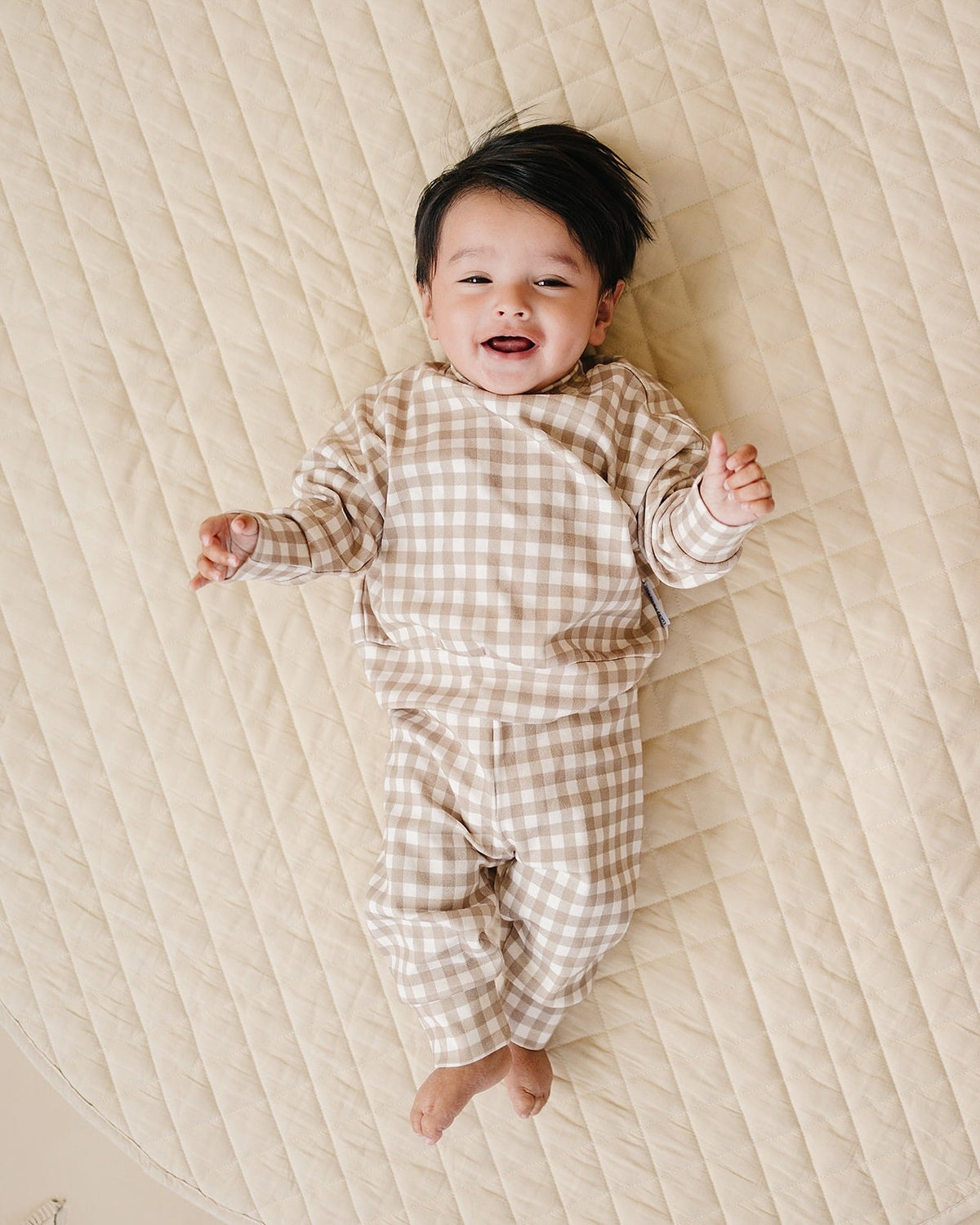 Jogger Set | Beige Gingham