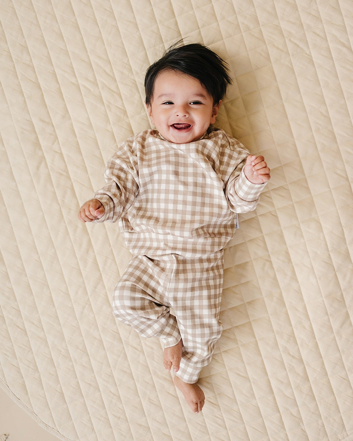 Jogger Set | Beige Gingham