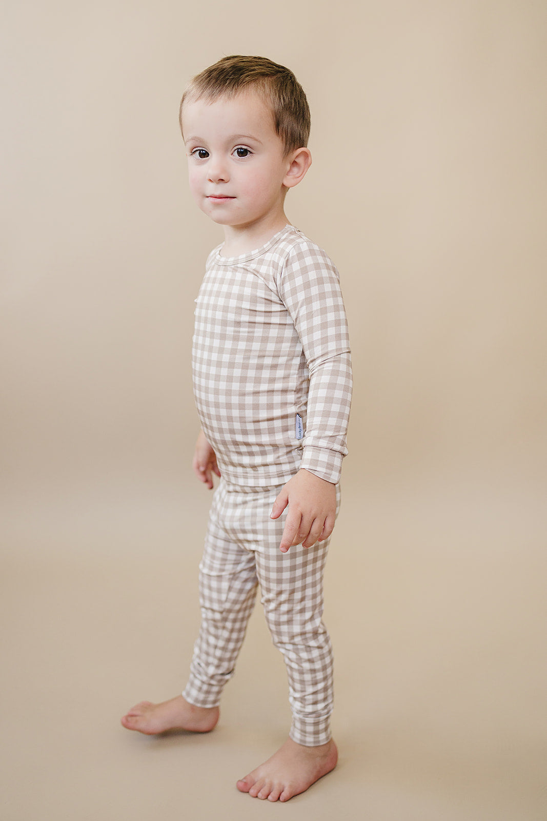 Bamboo Two Piece Set | Beige Gingham
