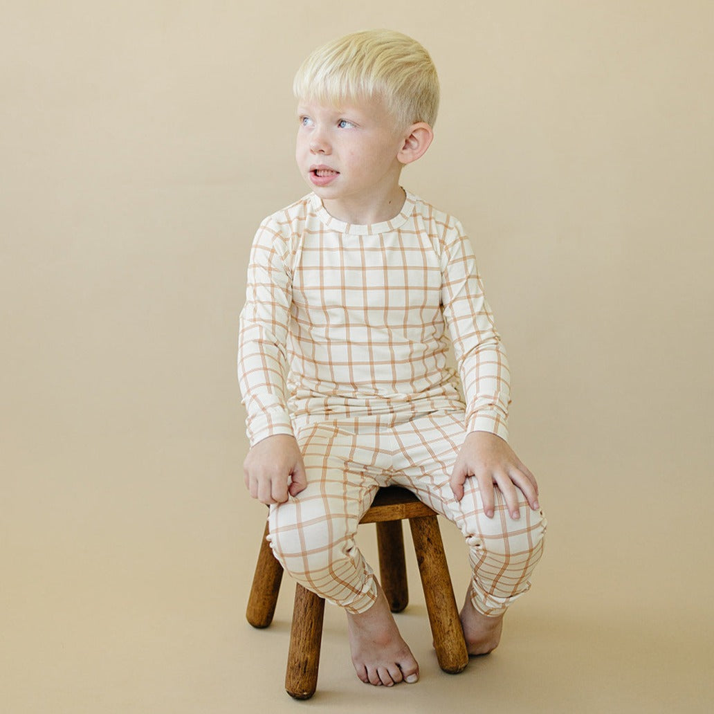 Burnt Orange Plaid 2pc Bamboo Pajamas