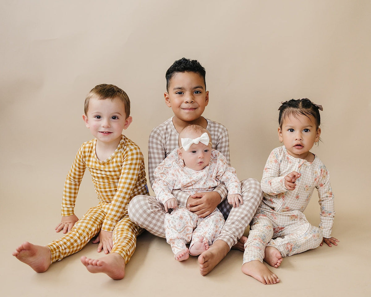 Bamboo Two Piece Set | Beige Gingham