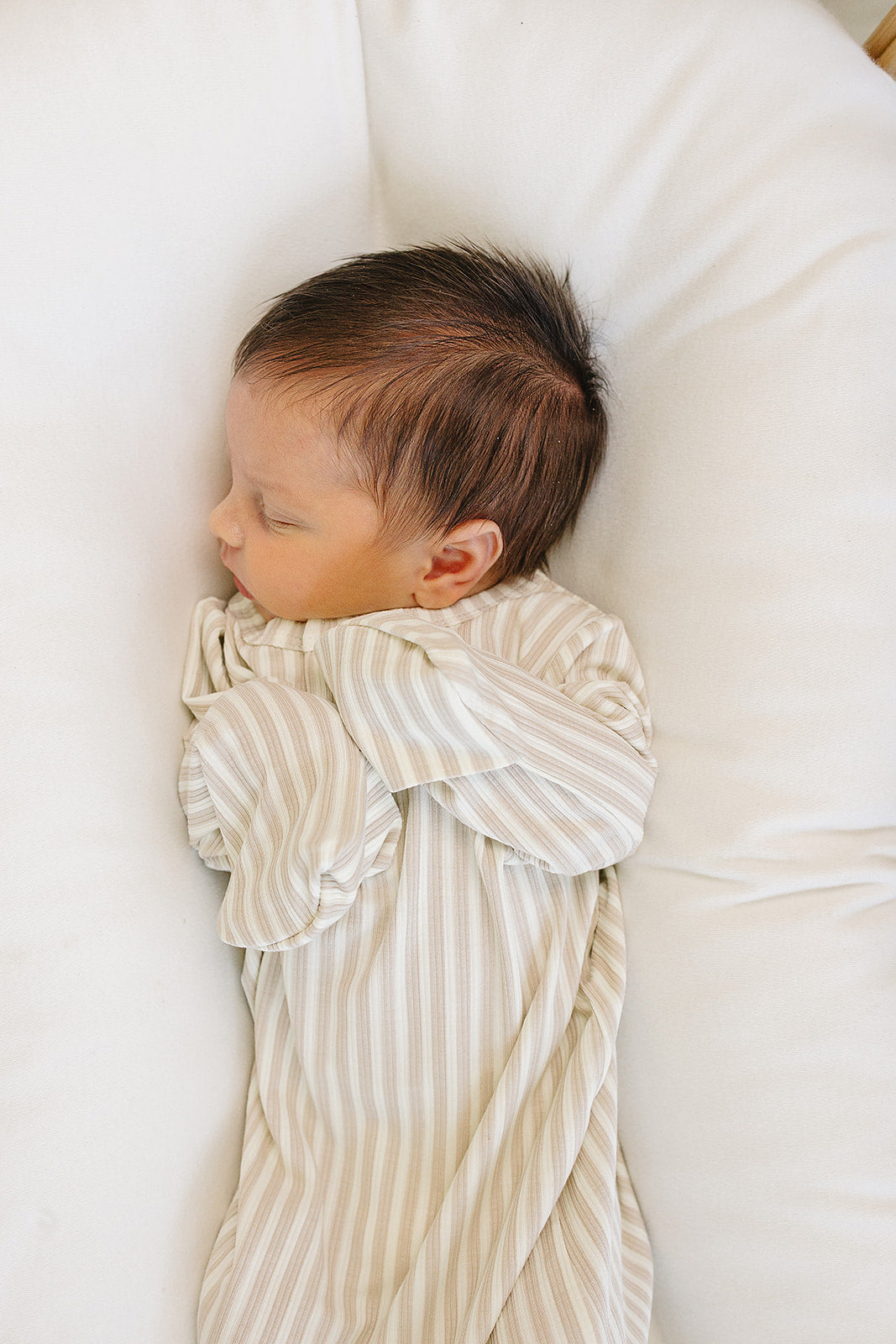 Taupe Stripe Ribbed Bamboo Knot Gown