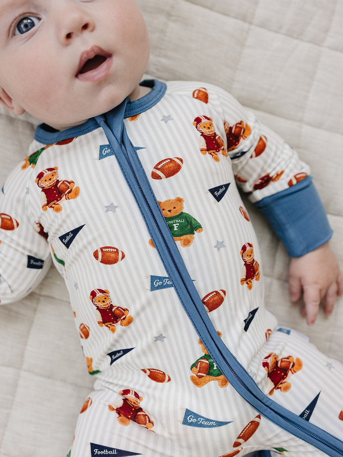 Bamboo Zip Romper | Touchdown Teddy
