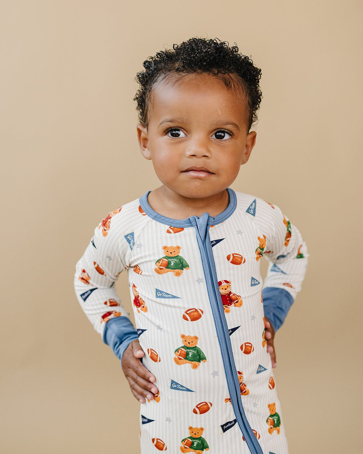 Bamboo Zip Romper | Touchdown Teddy