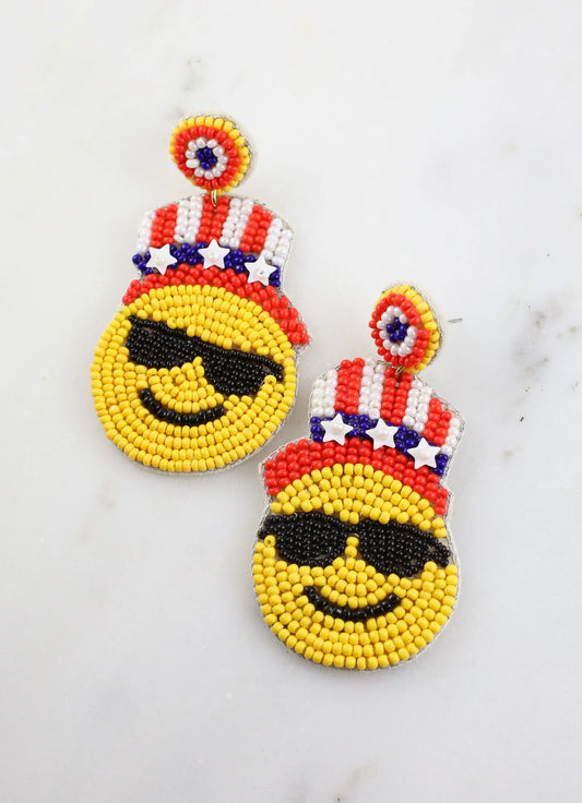 Abe Smiley Patriotic Earring