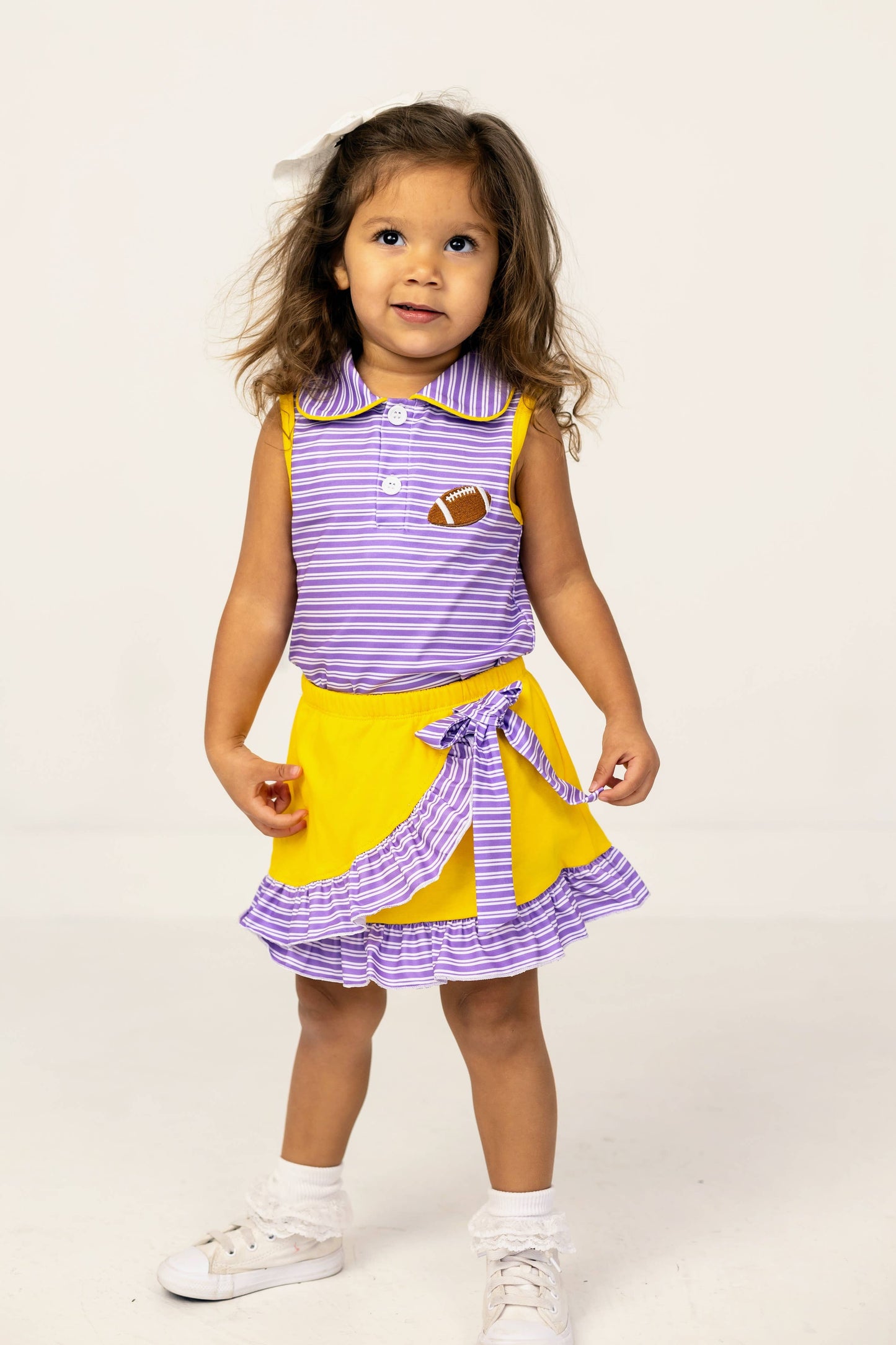Purple & Gold Game Day Cheer Skirt Set | Girls Football Boutique Outfit