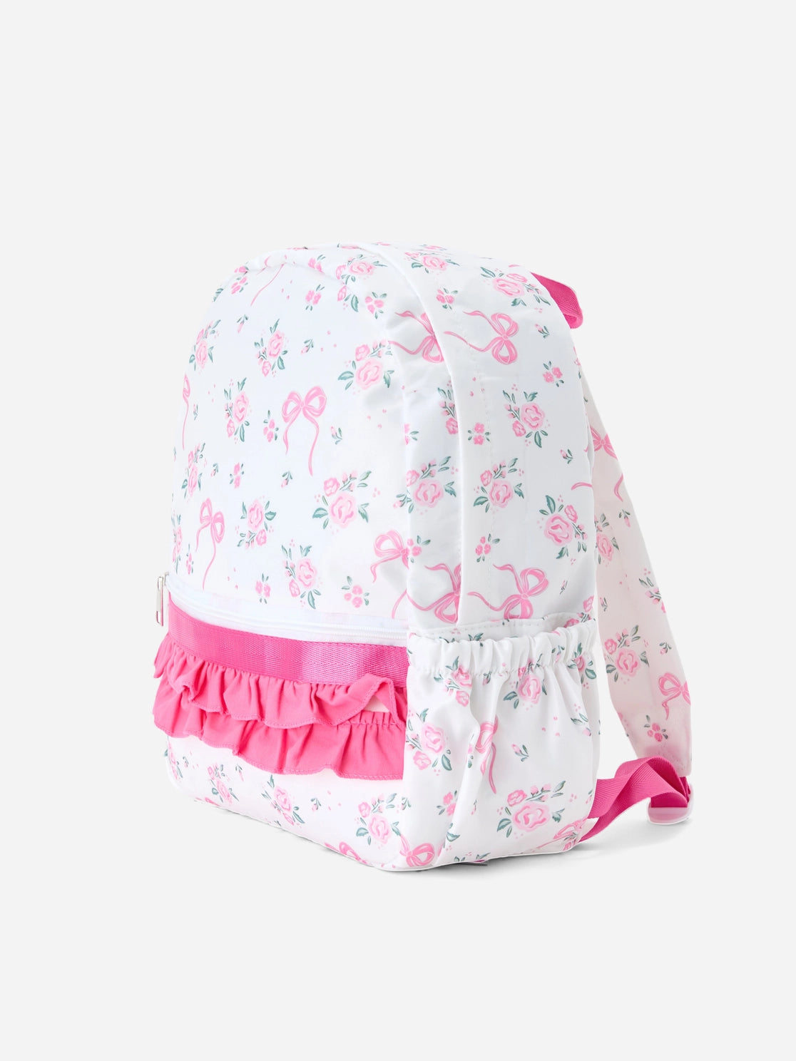 Pink Bow & Floral Ruffle Backpack | Girls School Backpack | Boutique Book Bag