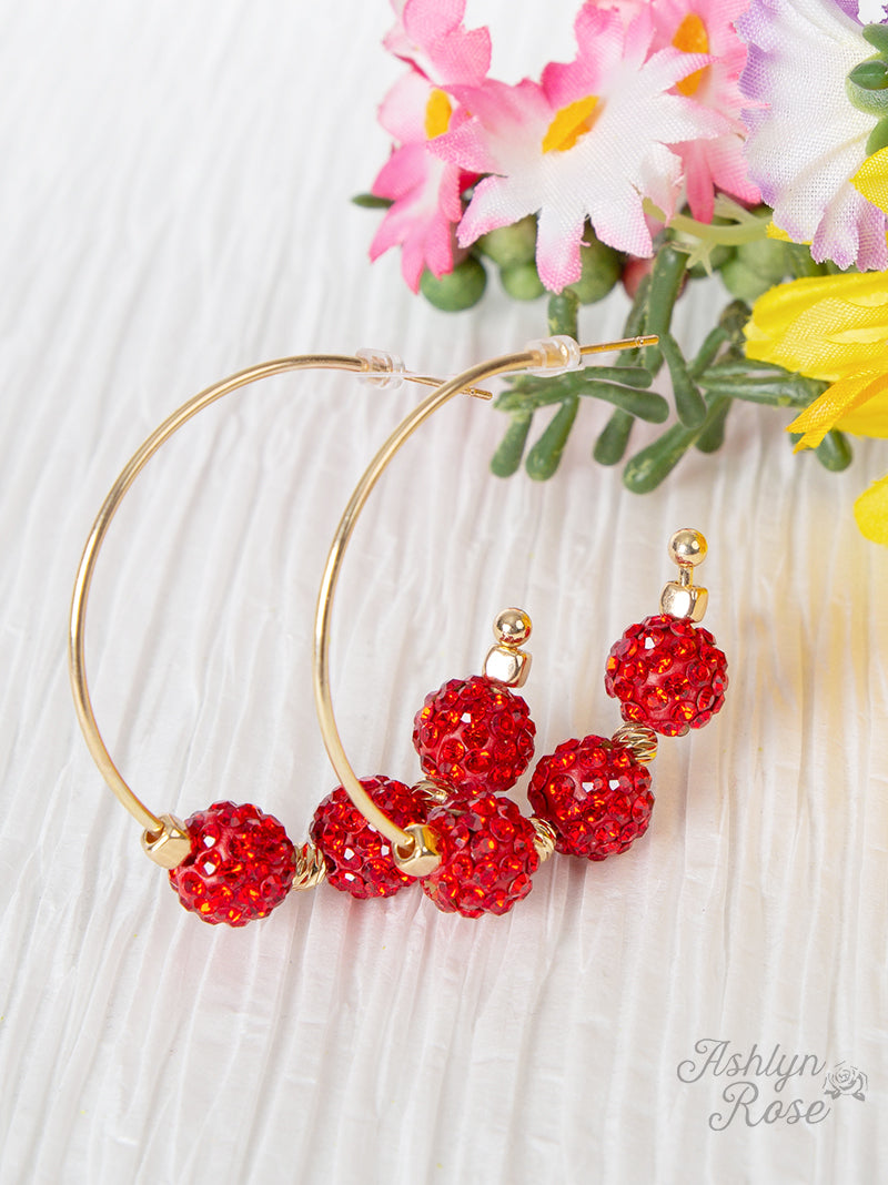 Fuzzy Leopard Hoop Earrings, Red