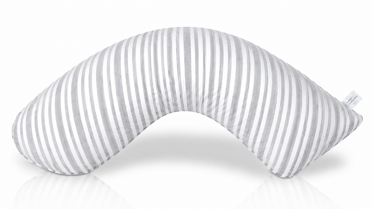 Grey & White Stripe Print Nursing Pillow Cover | Luna Lullaby