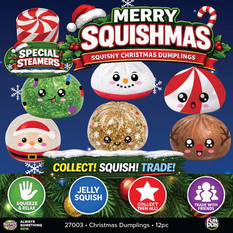 Merry Squishmas Christmas Dumplings – Jelly-Filled Squishy Fidget Toys with Steamer