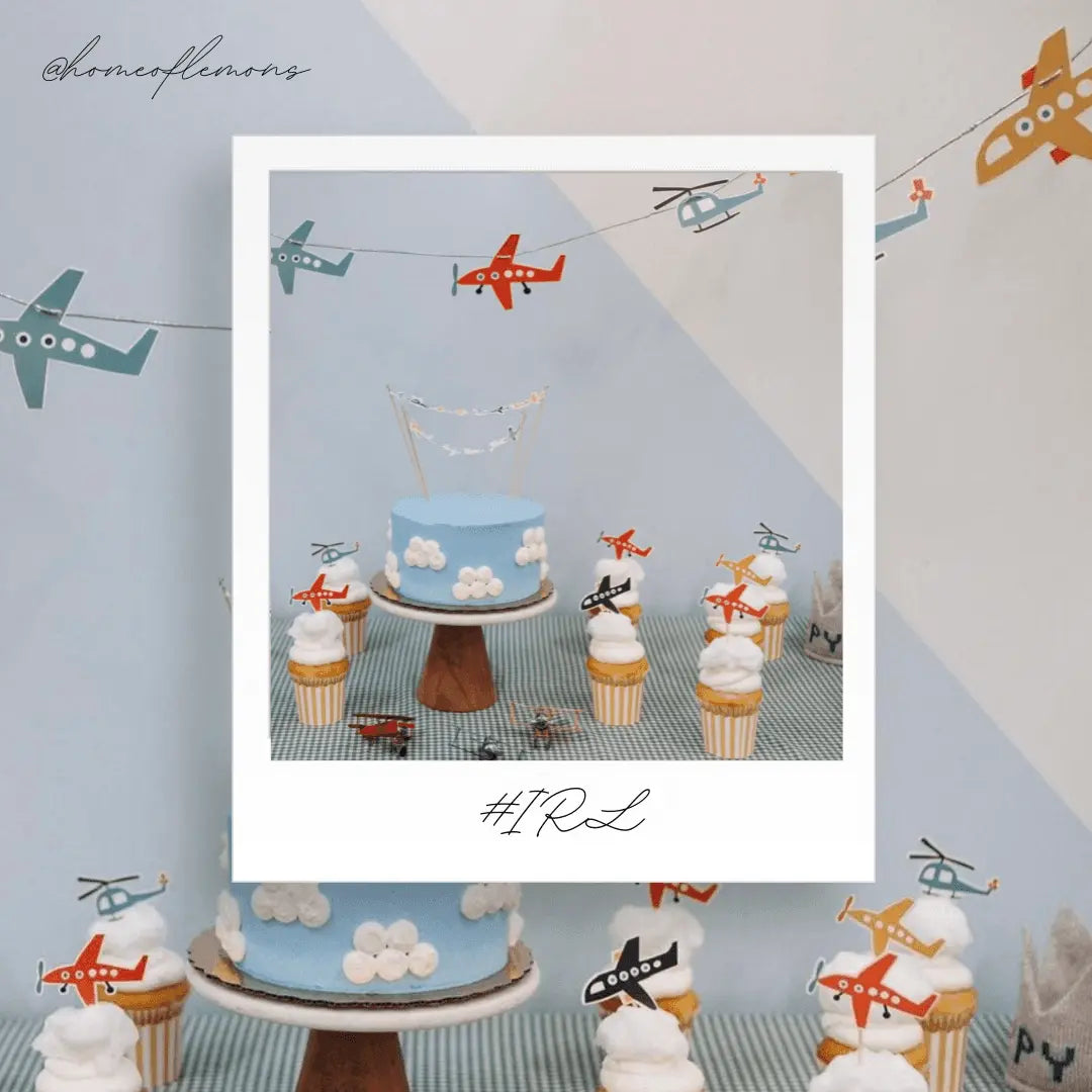 Airplane Cake Topper Banner Oh My Time Flies