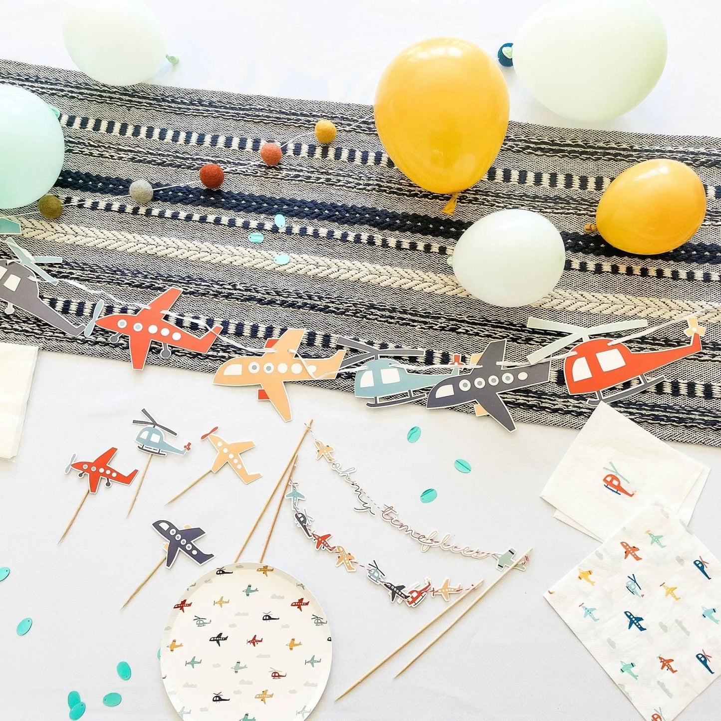 Airplane Cake Topper Banner Oh My Time Flies