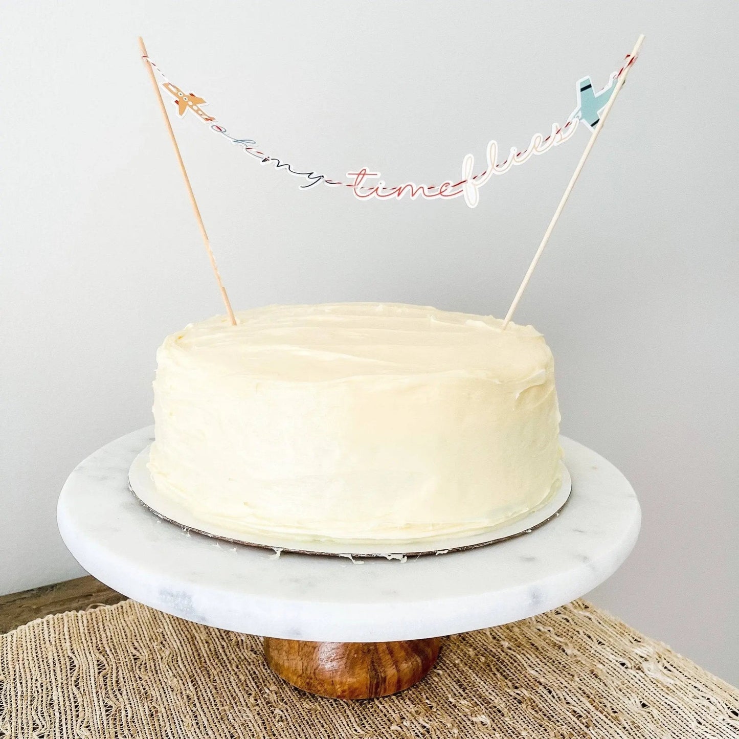 Airplane Cake Topper Banner Oh My Time Flies