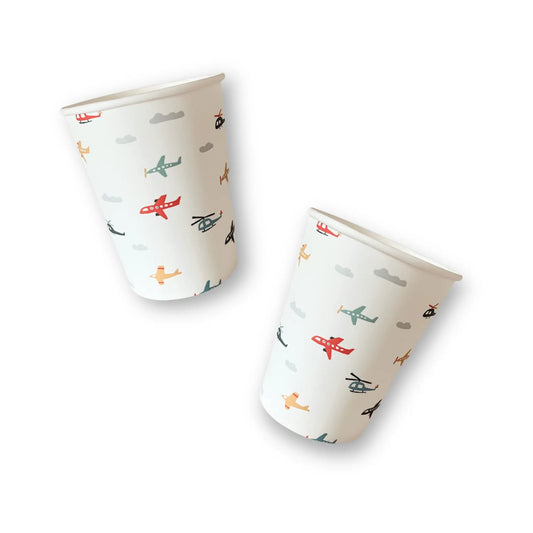 Airplane Party Cups, 12 oz Paper Cups for Kids Birthday (12 Pack)