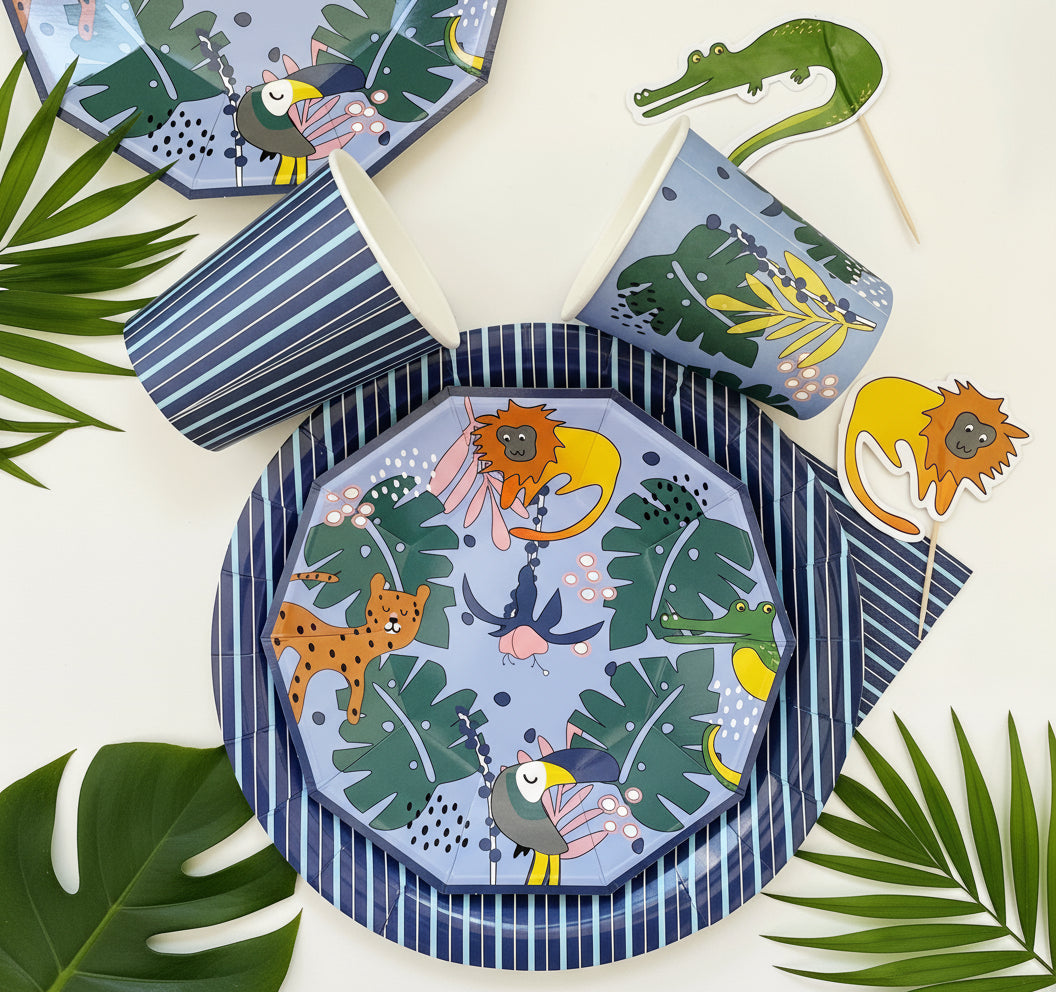 Navy Blue Fine Stripes Paper Plates 7" (Set of 8) – Nautical Party Supplies