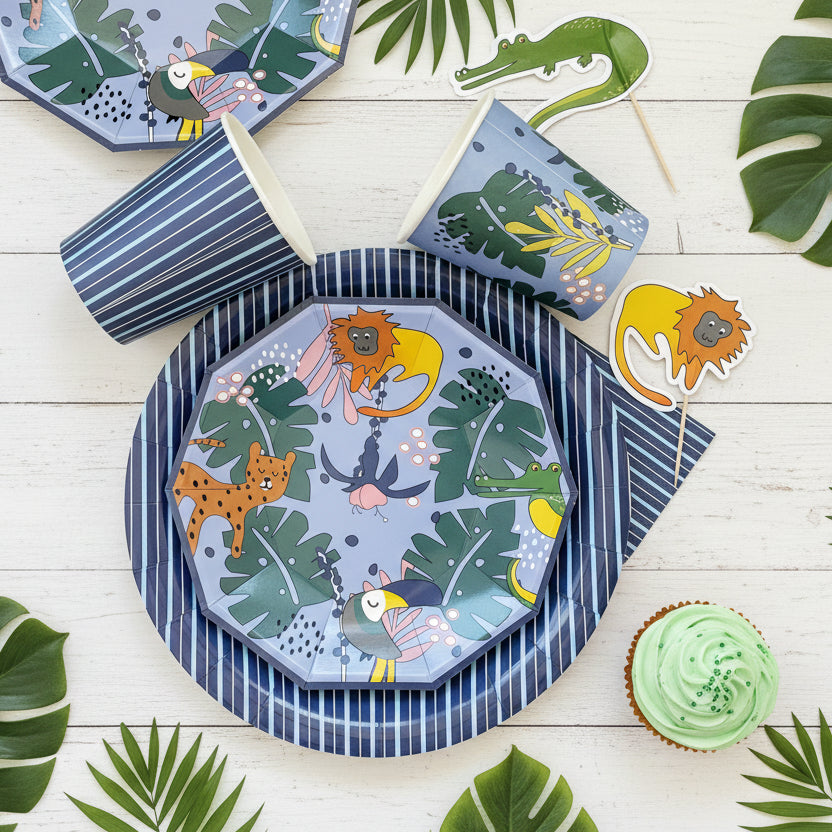 Tropical Animals Small Plates 7" (Set of 8) – Jungle Safari Birthday Party Supplies