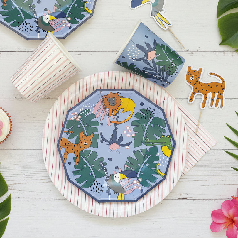 Tropical Animals Small Plates 7" (Set of 8) – Jungle Safari Birthday Party Supplies