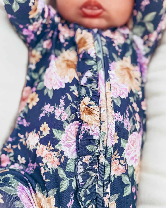 Anna Ruffled Zippered Footie – Bamboo Baby Sleeper