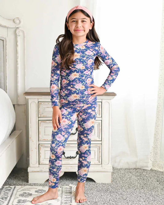 Anna Floral Bamboo Toddler Lounge Set – 2-Piece Pajamas