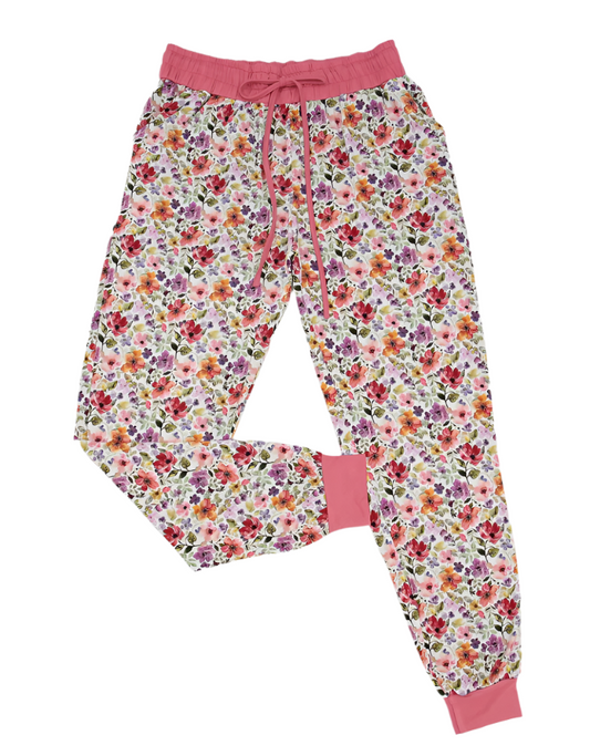 Watercolor Floral Adult Joggers