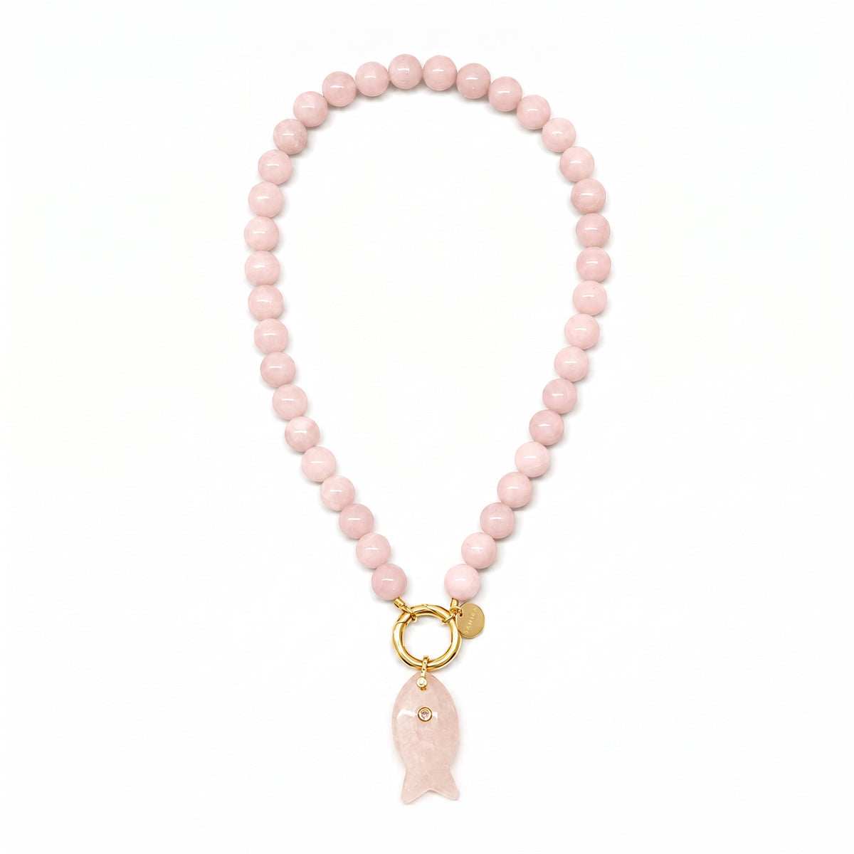Rose Quartz Beaded Fish Necklace