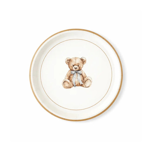 Baby Bear Plush Light Blue Dessert Plates, 12pcs