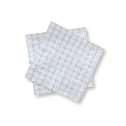 Baby Blue Small Gingham Cocktail Napkins (24pcs)