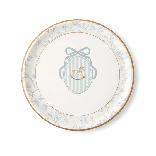 Baby Shower Toile Light Blue Salad Plate, 12pcs