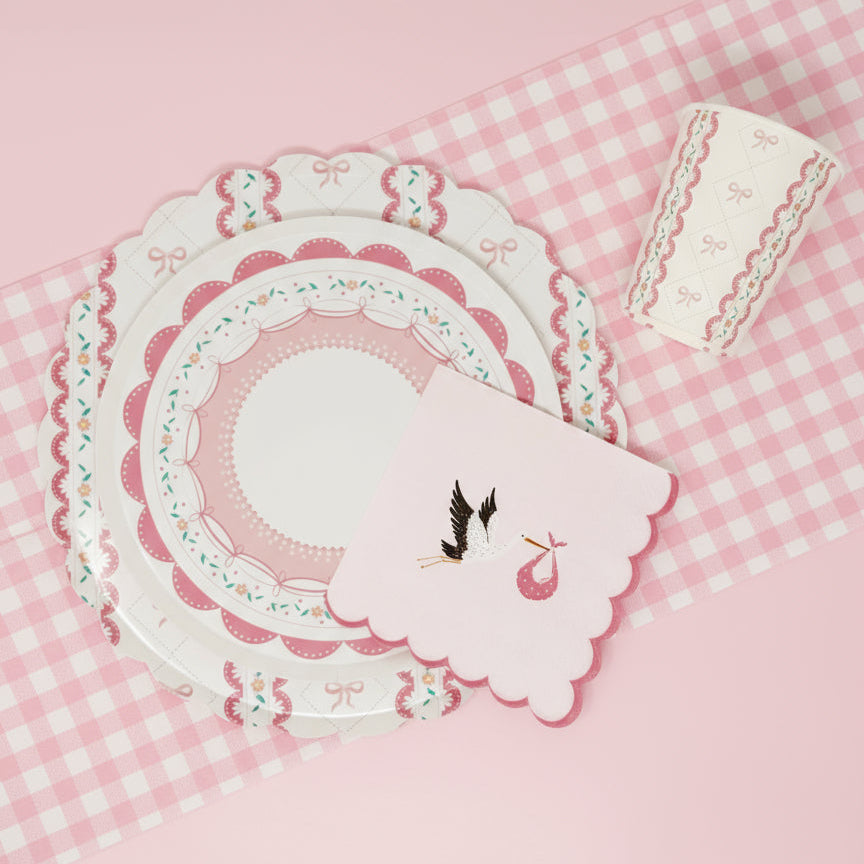 Pink Coquette Dessert Plates 8" (8 Pack)