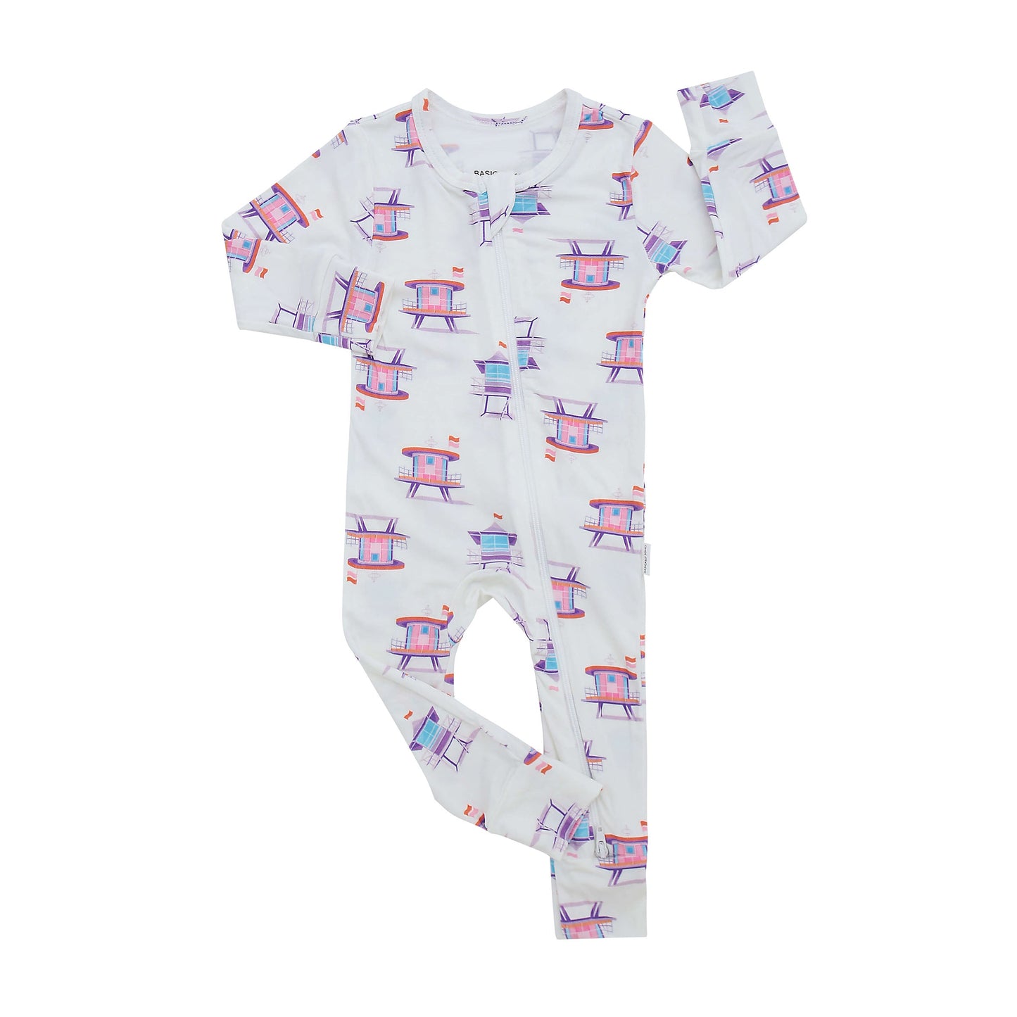 Miami Beach Watch Pink Zippered Romper