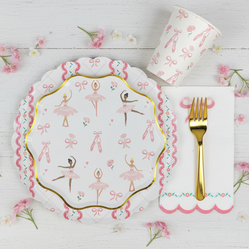 Ballerina Birthday Party Supplies Kit – Girls Dance Party | Plates, Cups, Napkins | Party in a Box