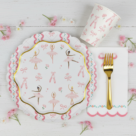 Ballerina Birthday Party Supplies Kit – Girls Dance Party | Plates, Cups, Napkins | Party in a Box