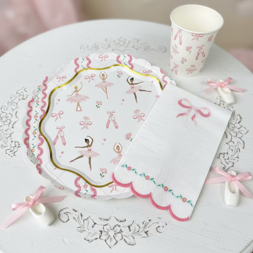 Ballerina Birthday Party Supplies Kit – Girls Dance Party | Plates, Cups, Napkins | Party in a Box