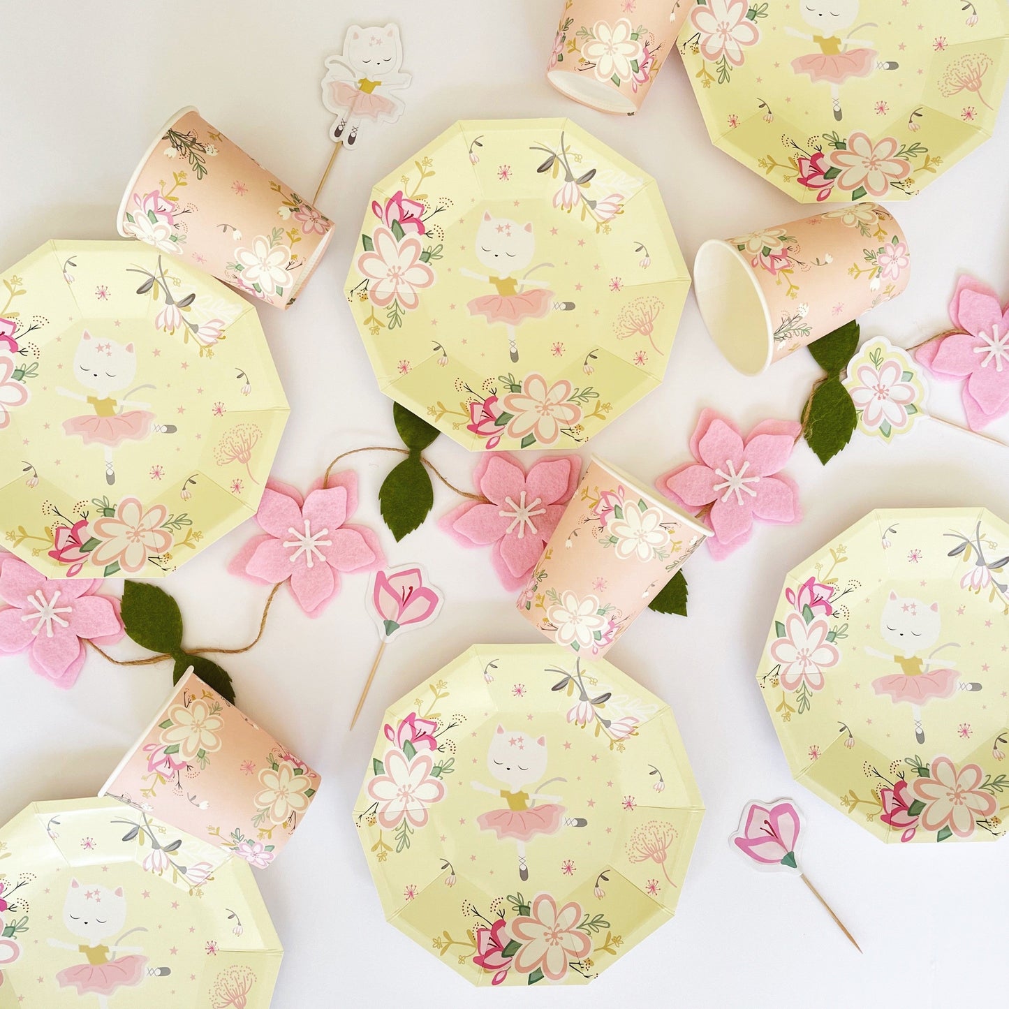 Pink Flower Felt Garland