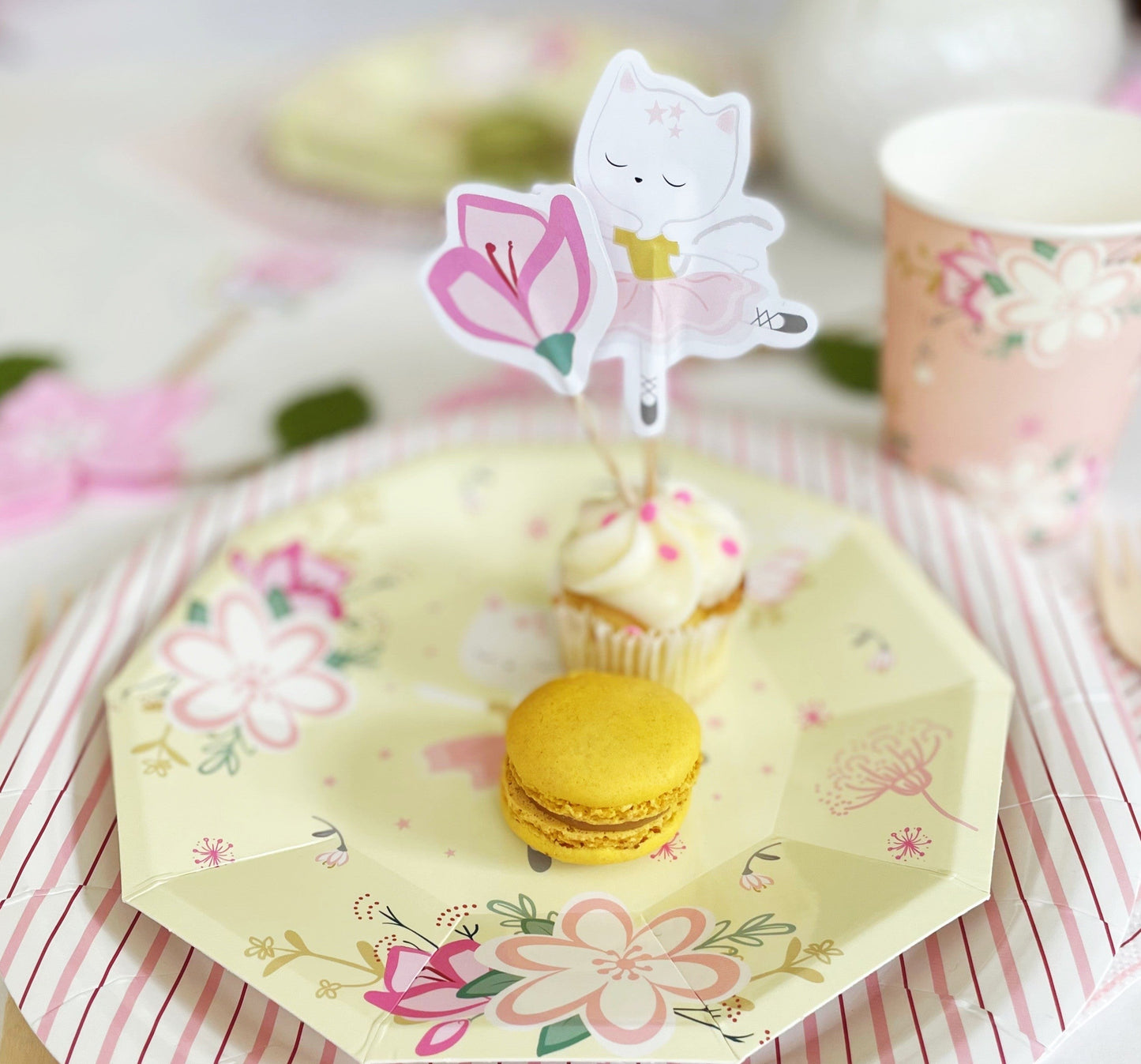 Ballerina Cat Birthday Party Supplies Kit – Girls Party | Plates, Cups, Napkins | Party in a Box