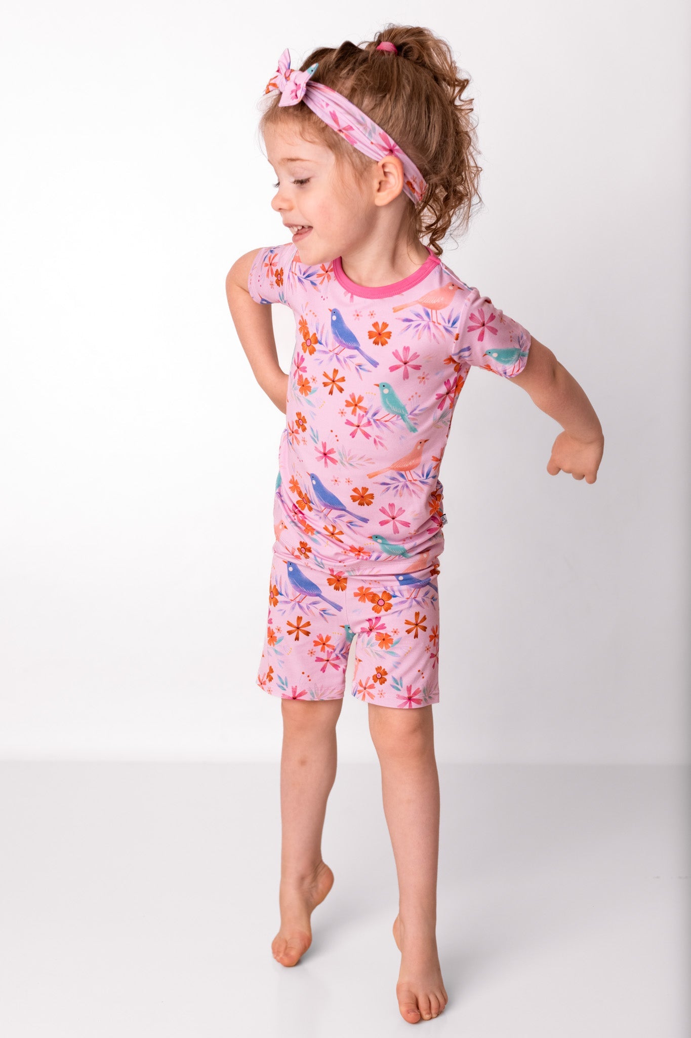 Blooming Birds | Two-Piece Bamboo Short Sleeve Toddler & Kids Set