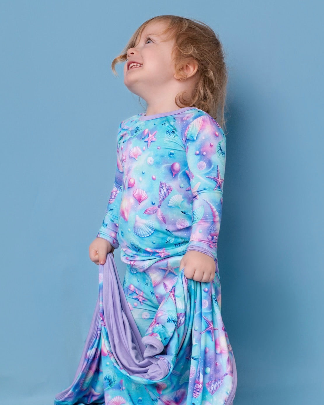 Magical Mermaid Shells | Two-Piece Bamboo Long Sleeve Toddler & Kids Pajamas