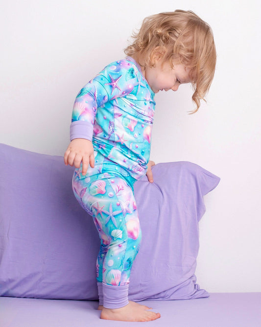 Magical Mermaid Shells | Two-Piece Bamboo Long Sleeve Toddler & Kids Pajamas