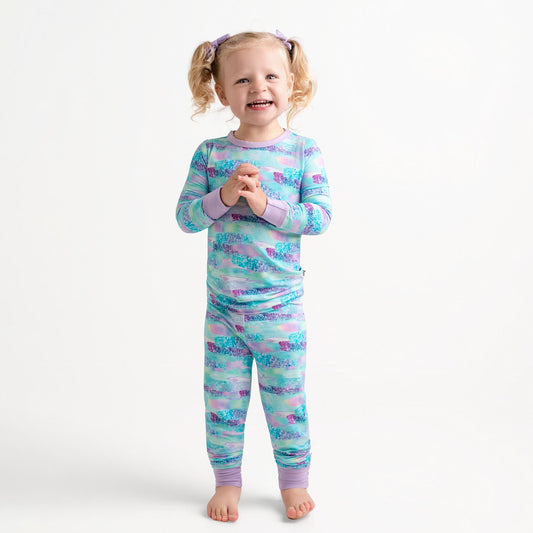 Mermaid Glitter | Two-Piece Bamboo Long Sleeve Toddler & Kids Pajamas