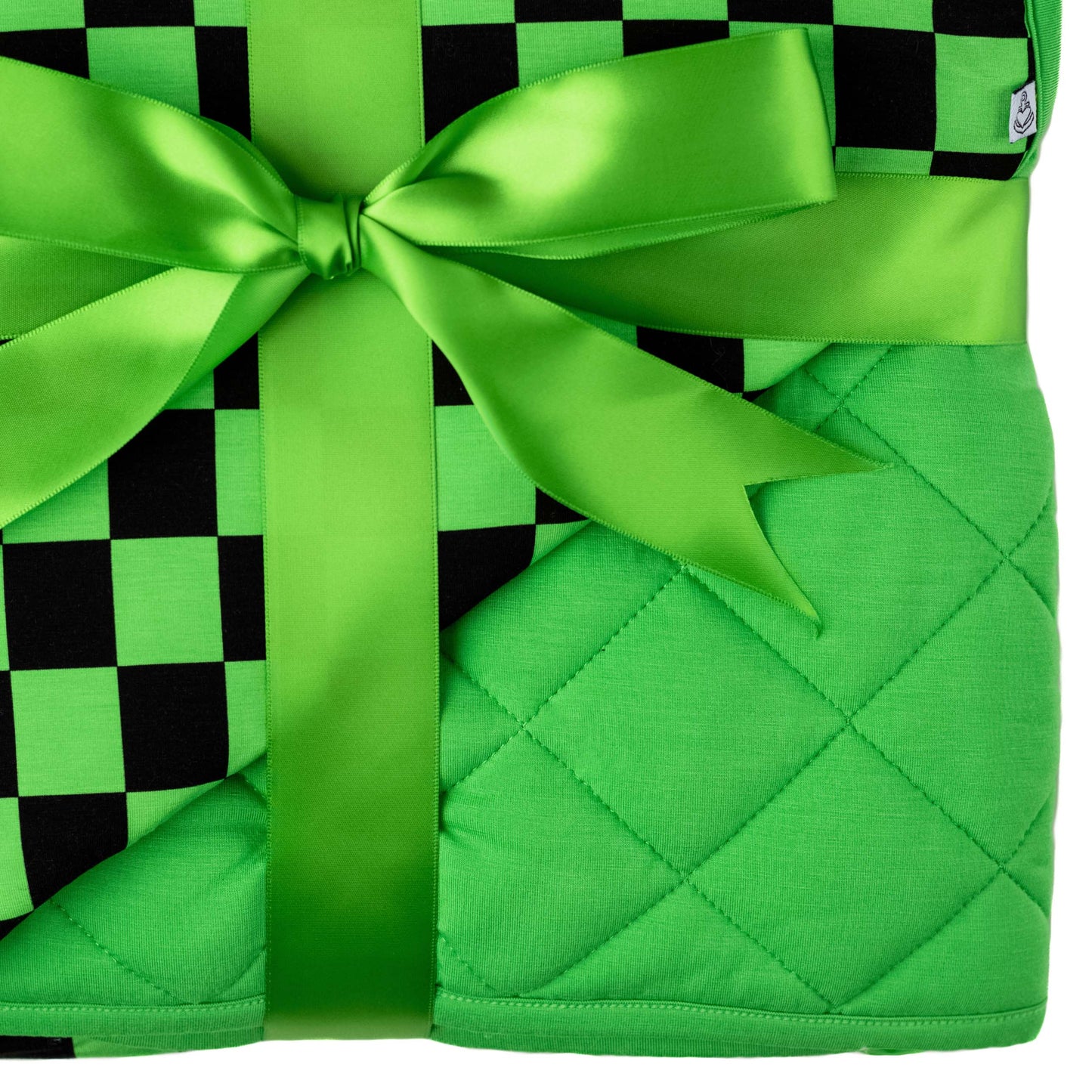 Green Checkers | Quilted Bamboo Toddler Blanket