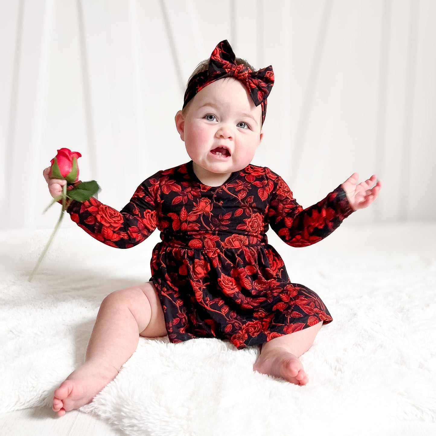 Midnight Roses | Bamboo Baby Bodysuit Dress