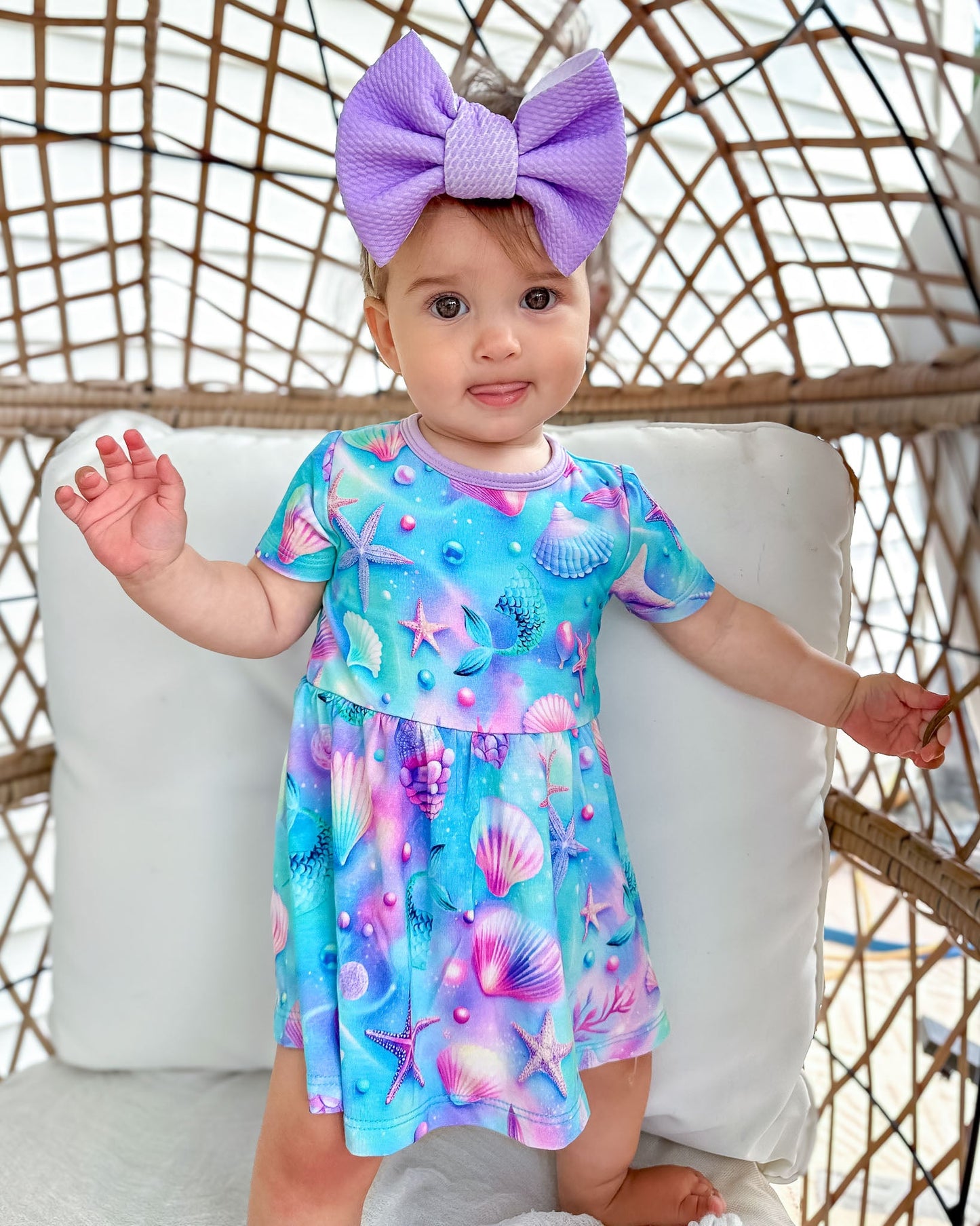 Magical Mermaid Shells | Baby & Toddler Bamboo Bodysuit Dress