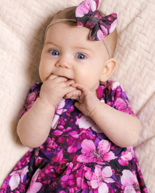 Cherry Blossoms | Small Nylon Bow Headband