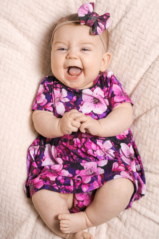 Cherry Blossoms | Baby & Toddler Bamboo Bodysuit Dress