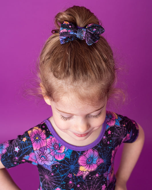 Halloween | Violet Webs | Toddler Bamboo Clip on Bow