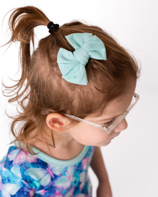 Light Aqua | Toddler Bamboo Clip on Bow