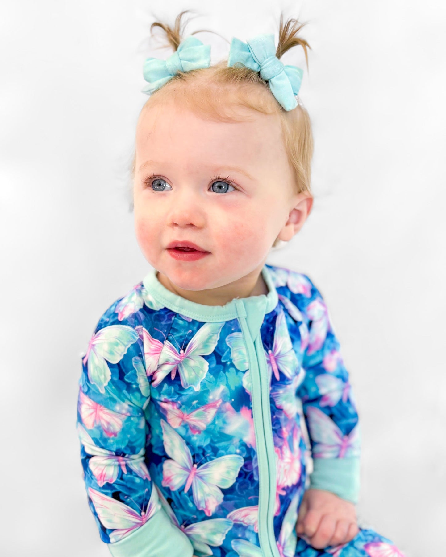 Light Aqua | Baby Bamboo Clip on Bow Set